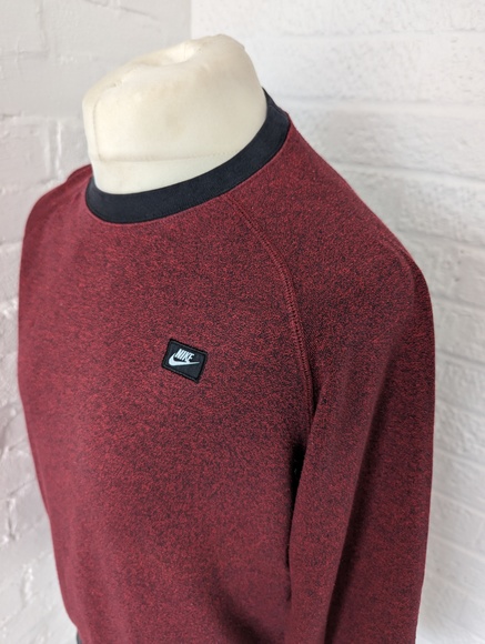 Nike Crew Neck Sweatshirt - Size M - Burgundy - Cotton - P2P 22" - Picture 4 of 7